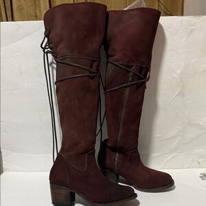 Freebird by Steven Burgundy Over the Knee Boots size 7